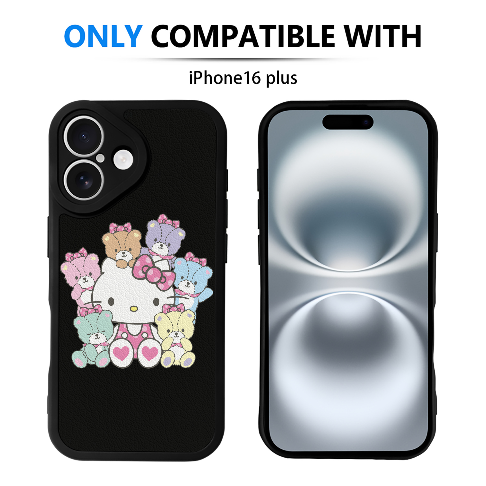 （画像用） Hello Kitty ハローキティ 【iPhone 16シリーズ対応】シリコンスマホケース（レザー調） 材質：シリコン